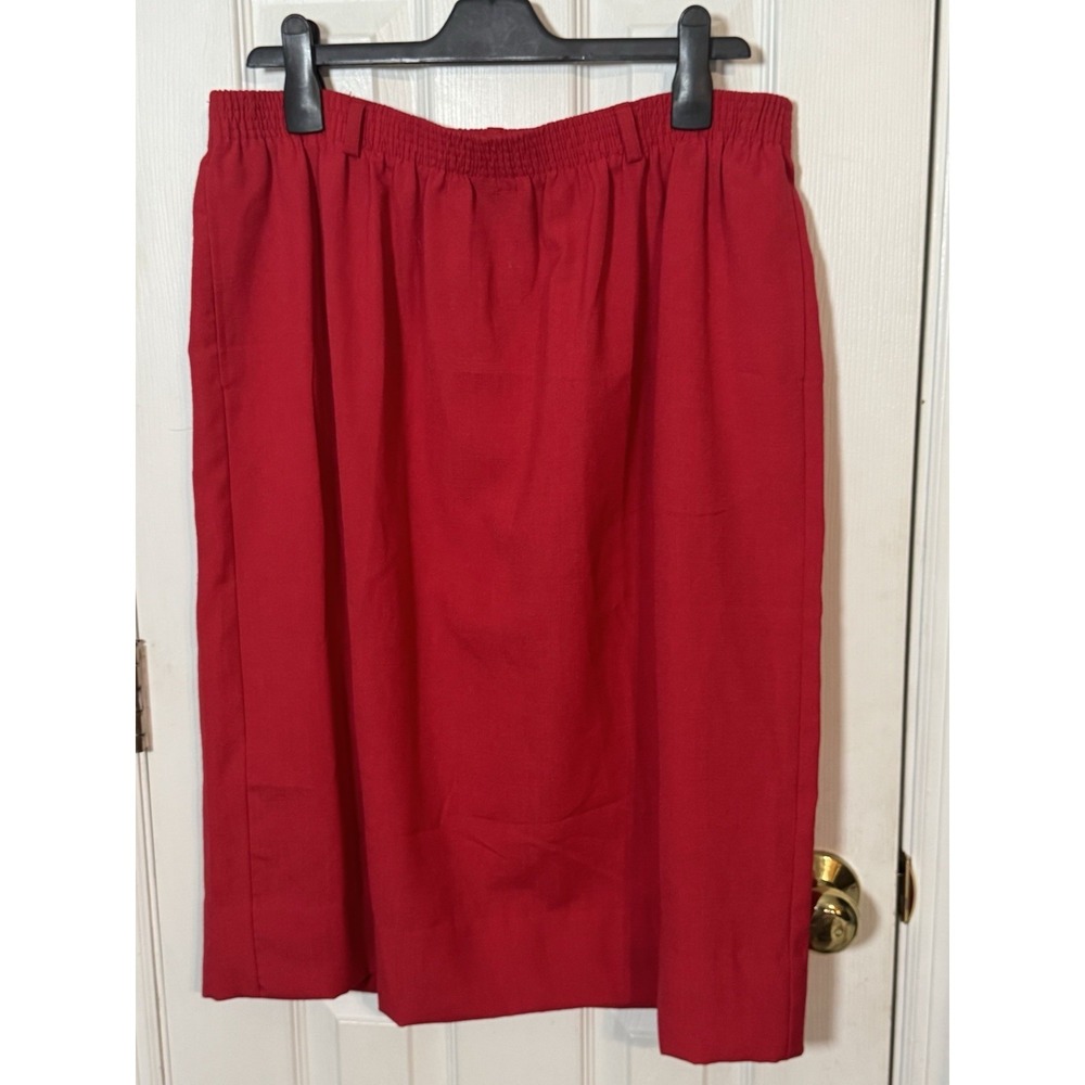 Haberdashery II Vintage Red Midi Skirt Elastic Belt Lopps Pockets 18W